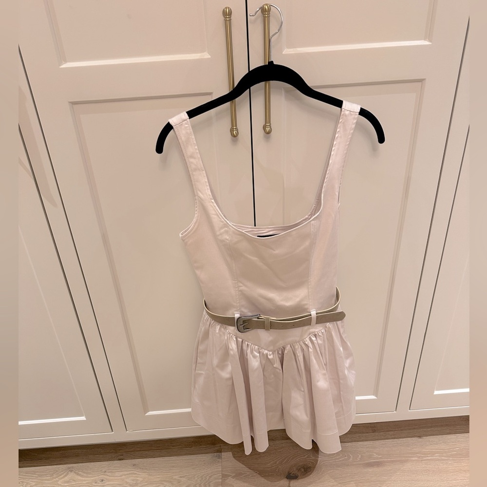 NWT 🌟 Zara Cream belted mini dress XS - Picture 2 of 10